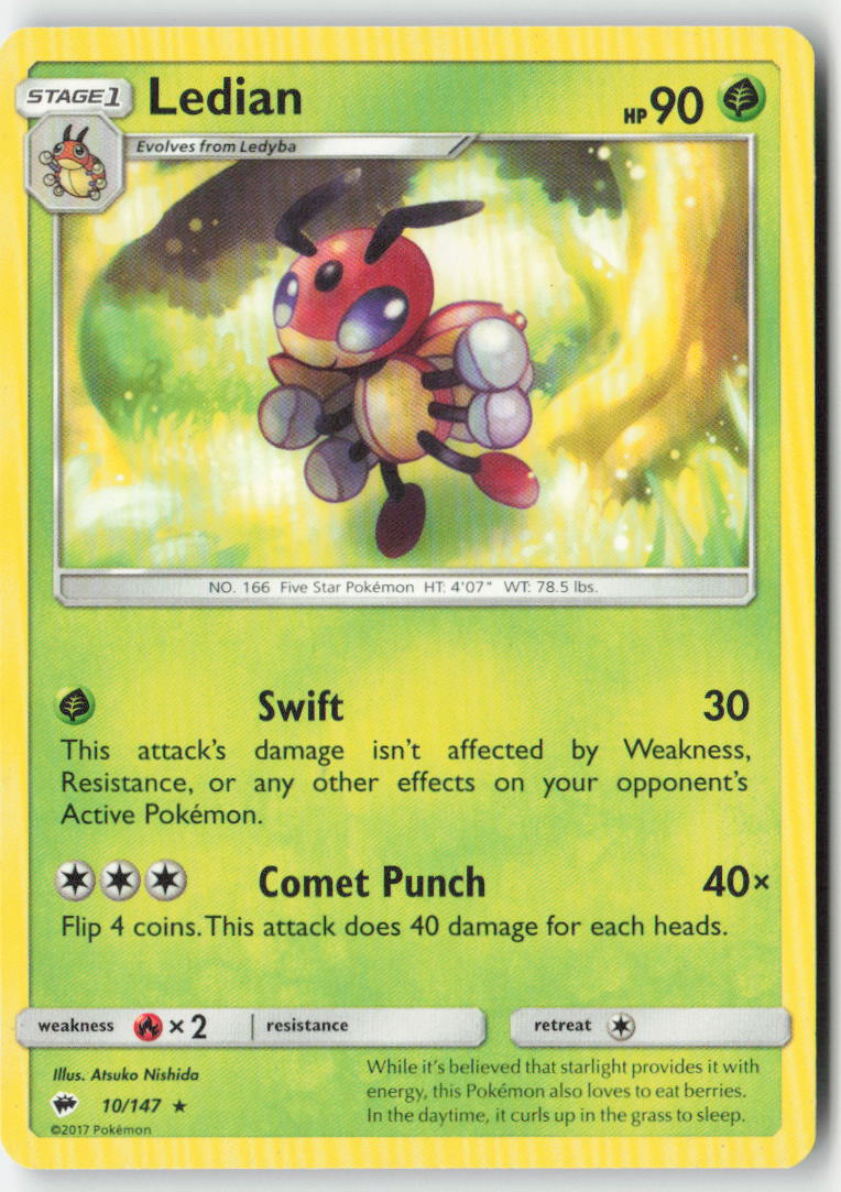 Ledian 10/147 Regular Burning Shadows Moderately Played, Front