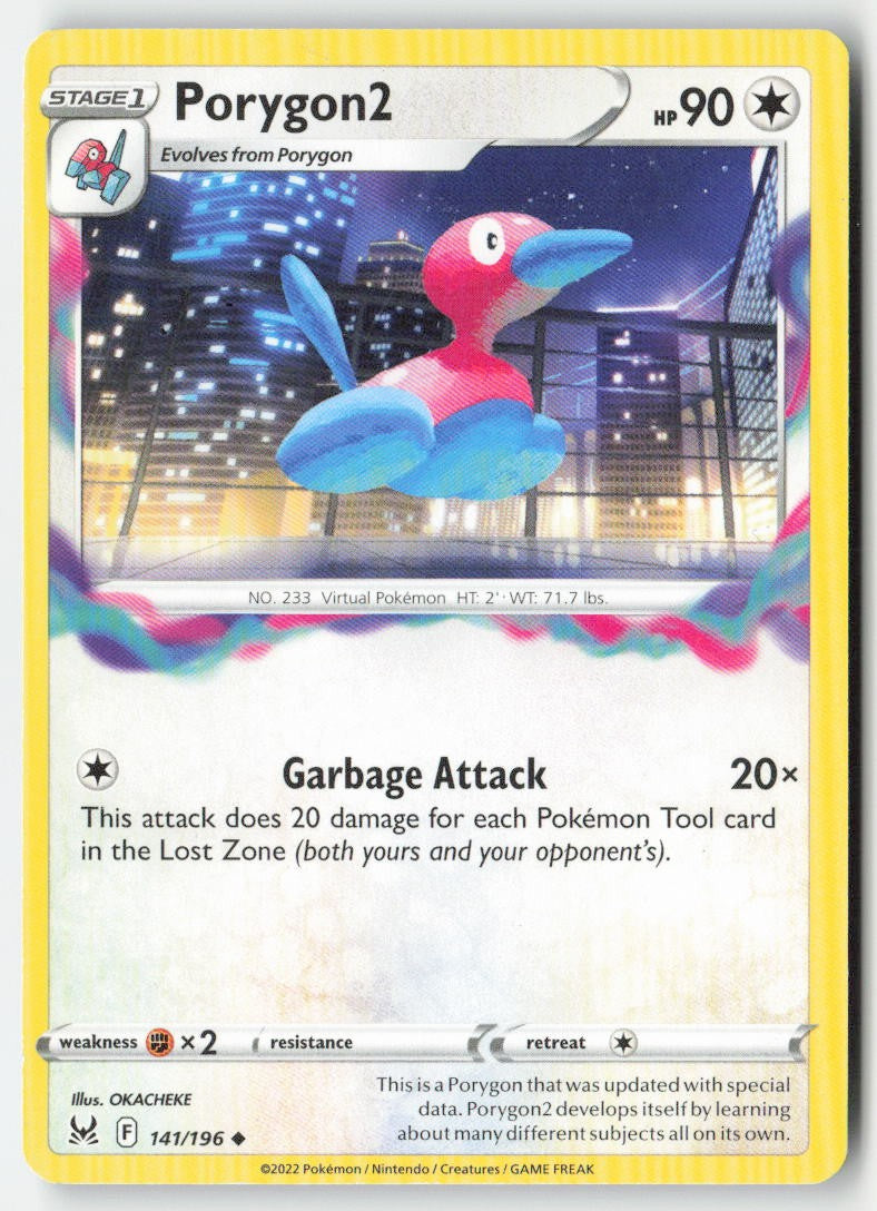Porygon2 141/196 Regular Lost Origin Moderately Played