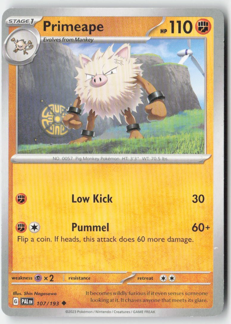 Primeape 107/193 Regular Paldea Evolved Moderately Played, Front