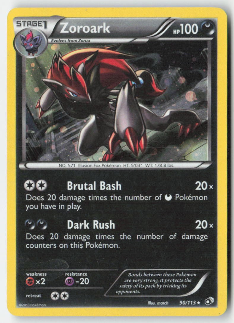 Zoroark 90/113 Holo Legendary Treasures Moderately Played