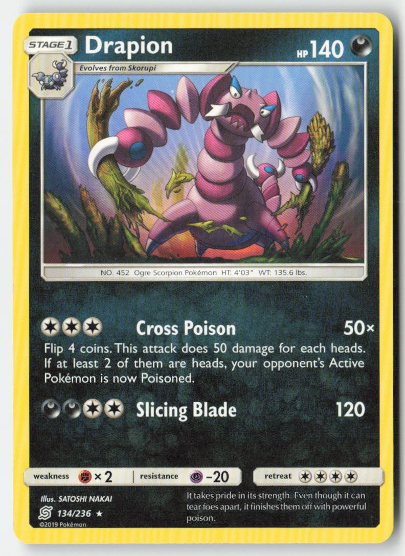 Drapion 134/236 Regular Unified Minds Moderately Played, Front