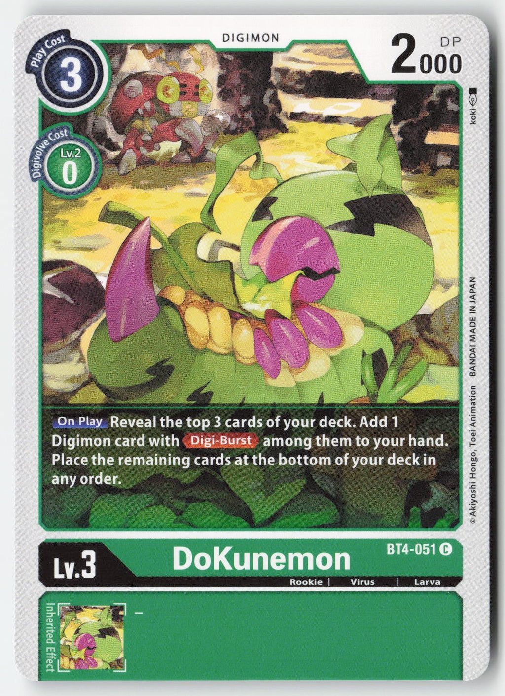 DoKunemon BT4-051 Normal Common Lightly Played