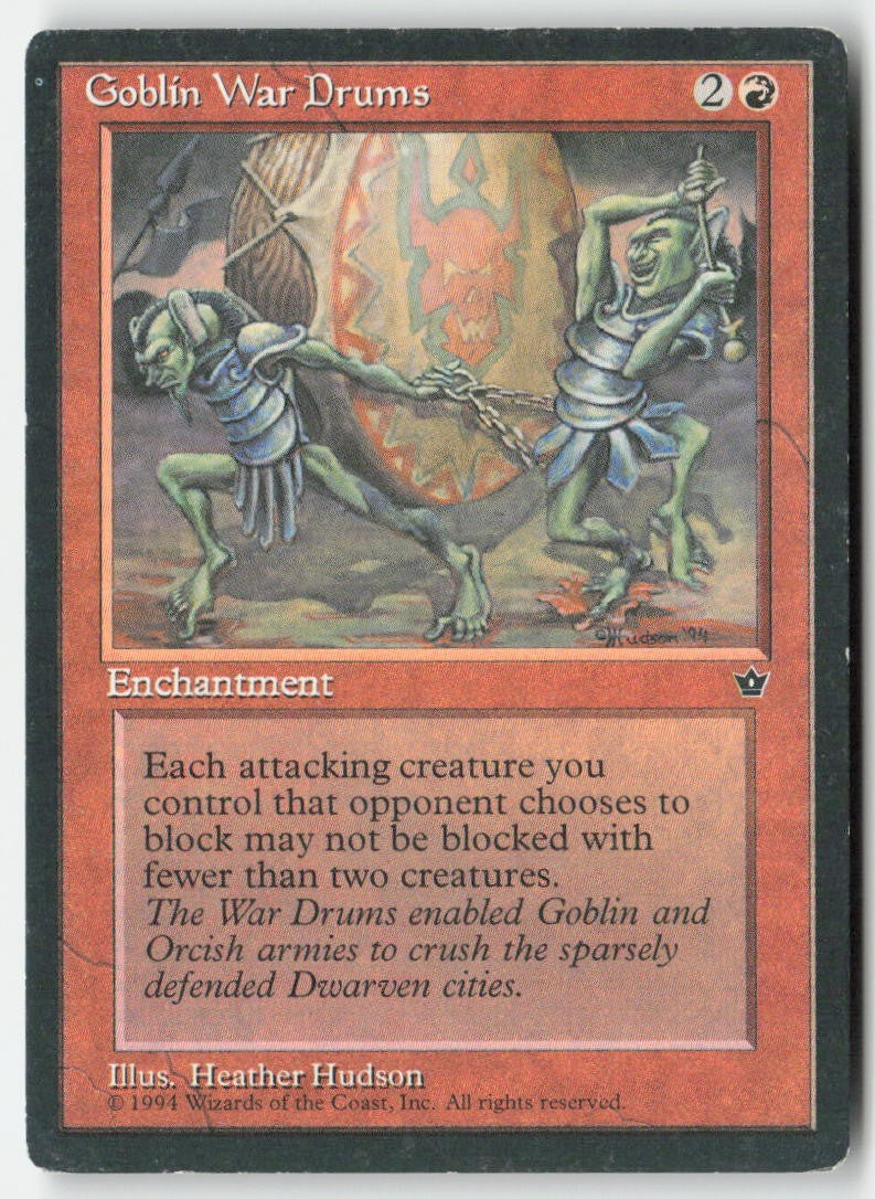 Goblin War Drums FEM 58c Common Moderately Played, Front