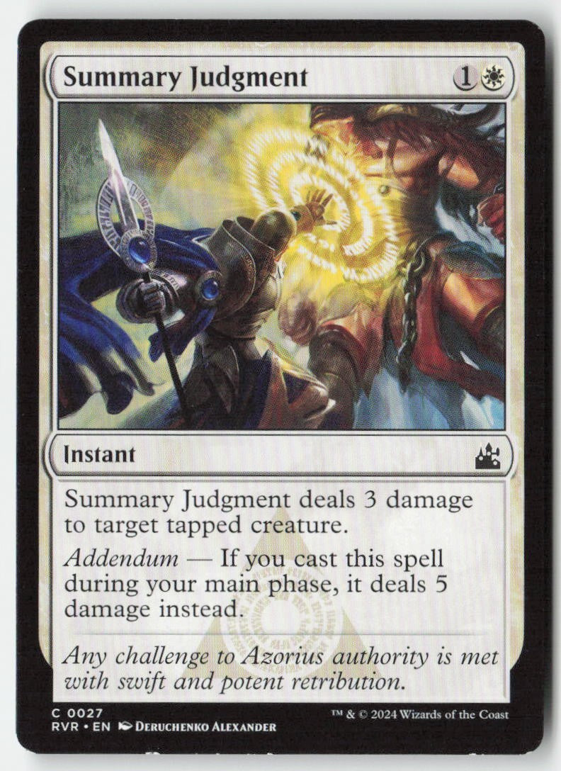 Summary Judgment RVR 27 Common Moderately Played, Front