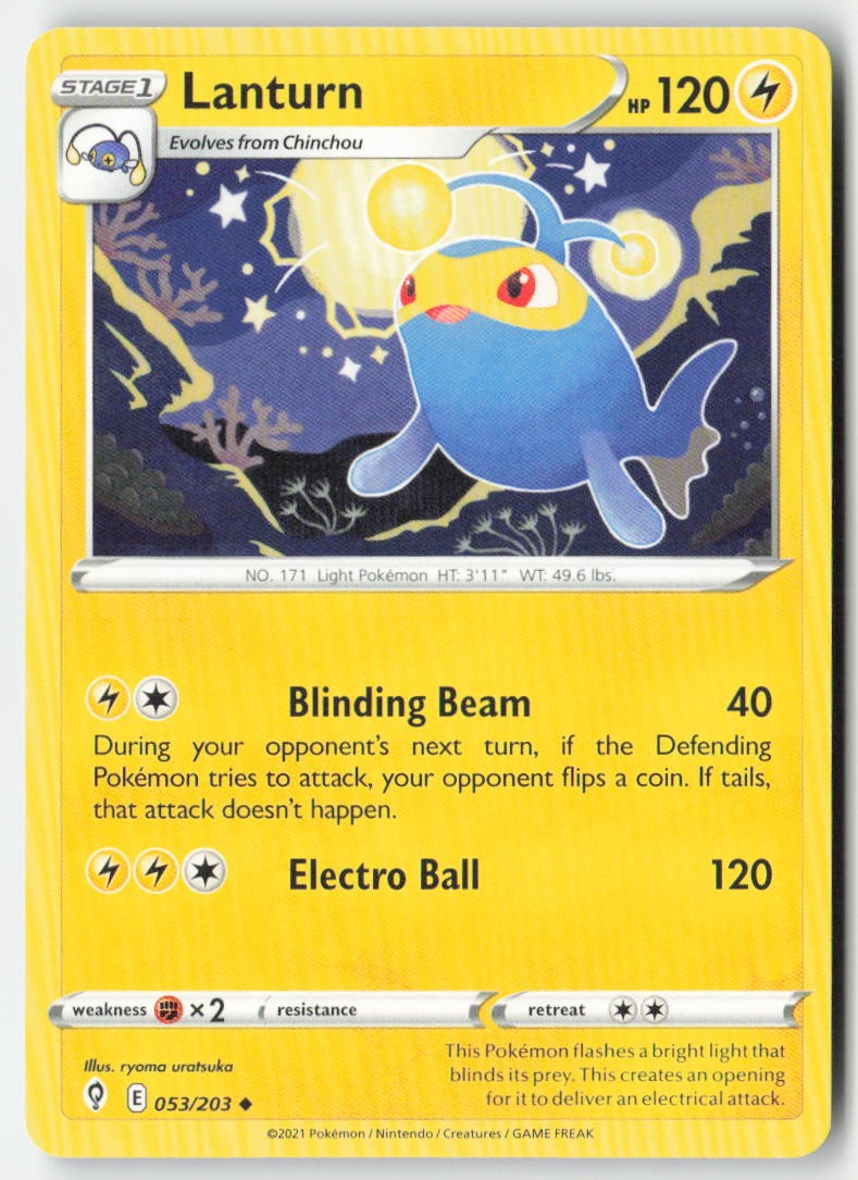 Lanturn 53/203 Regular Evolving Skies Moderately Played, Front