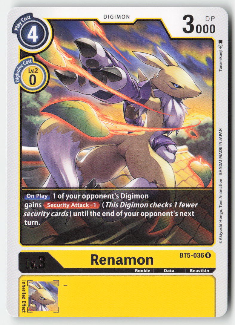 Renamon BT5-036 Normal Rare Near Mint