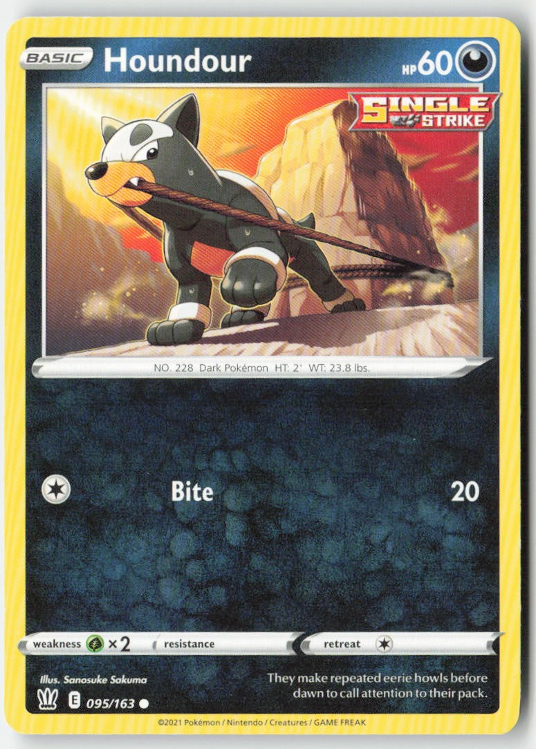 Houndour 95/163 Regular Battle Styles Moderately Played, Front