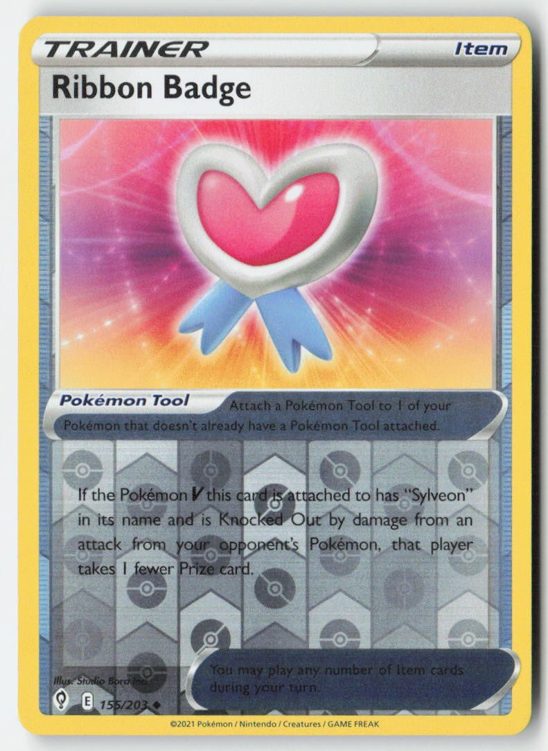 Ribbon Badge 155/203 Reverse Holo Evolving Skies Moderately Played, Front