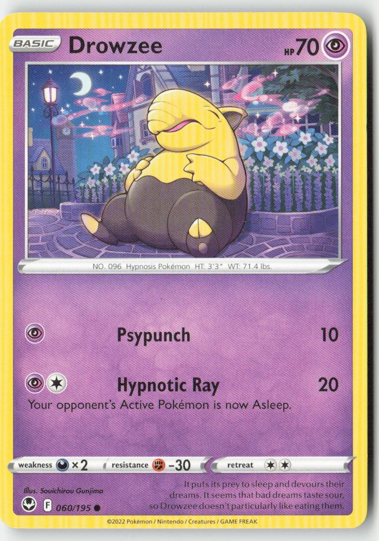 Drowzee 060/195 Regular Silver Tempest Moderately Played, Front