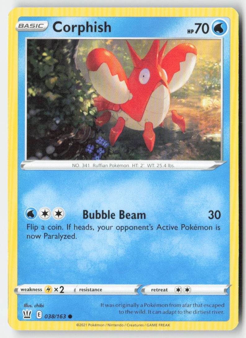 Corphish 38/163 Regular Battle Styles Moderately Played, Front