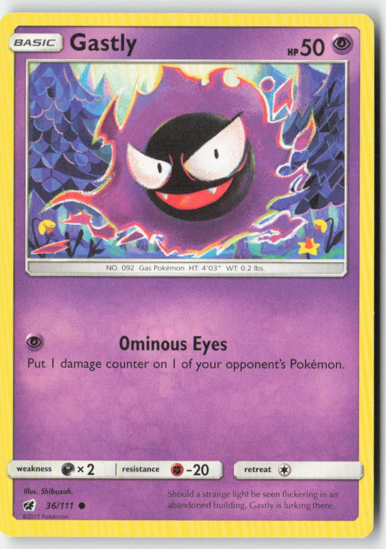 Gastly 36/111 Regular Crimson Invasion Moderately Played