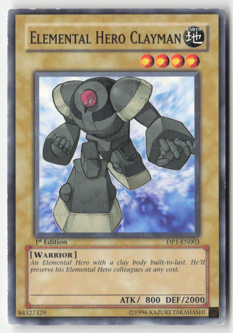 Elemental HERO Clayman DP1-EN003 1st Edition Common Moderately Played, Front