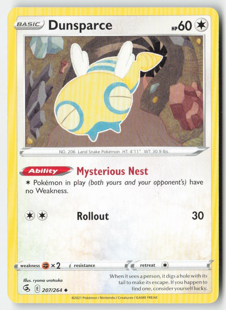 Dunsparce 207/264 Regular Fusion Strike Moderately Played, Front