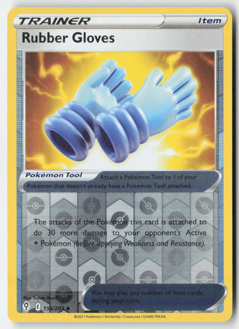 Rubber Gloves 156/203 Reverse Holo Evolving Skies Moderately Played