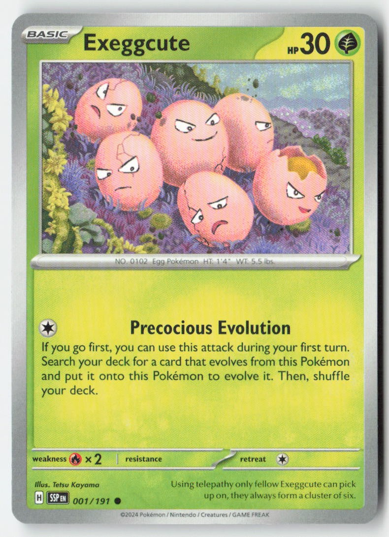 Exeggcute 001/191 Regular Surging Sparks Moderately Played, Front