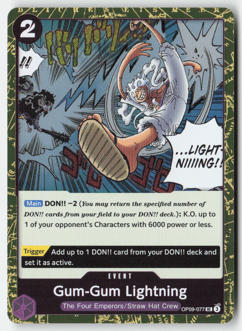 Gum-Gum Lightning (Pirate Foil) OP09-077 Foil Uncommon Lightly Played, Front