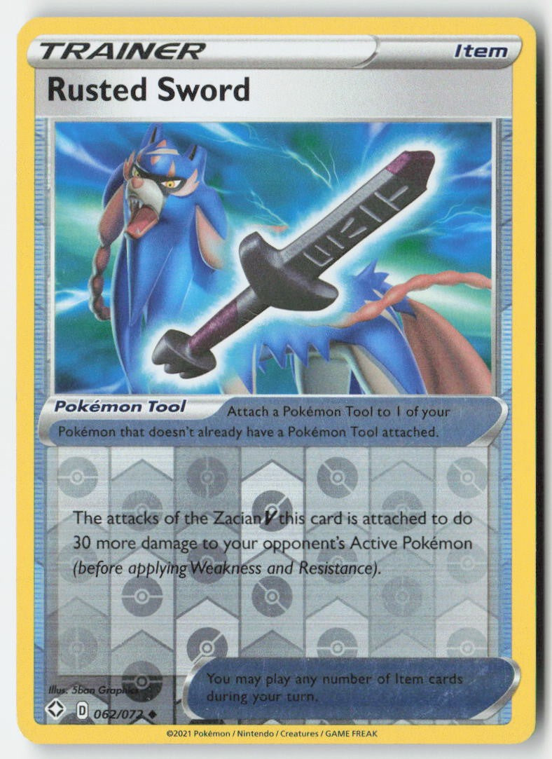 Rusted Sword 62/72 Reverse Holo Shining Fates Moderately Played