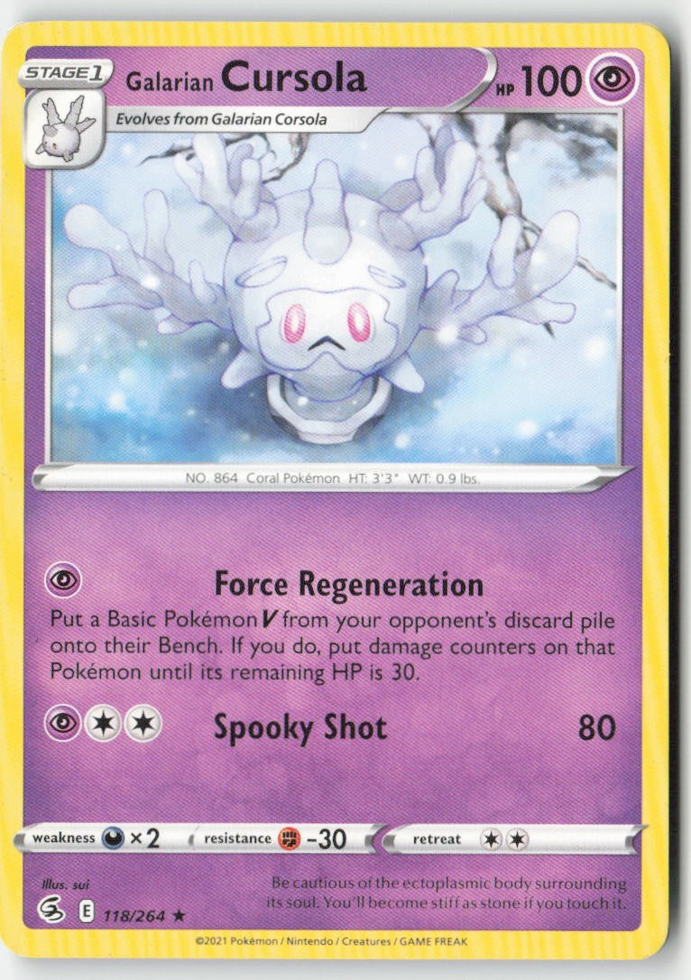 Galarian Cursola 118/264 Regular Fusion Strike Moderately Played