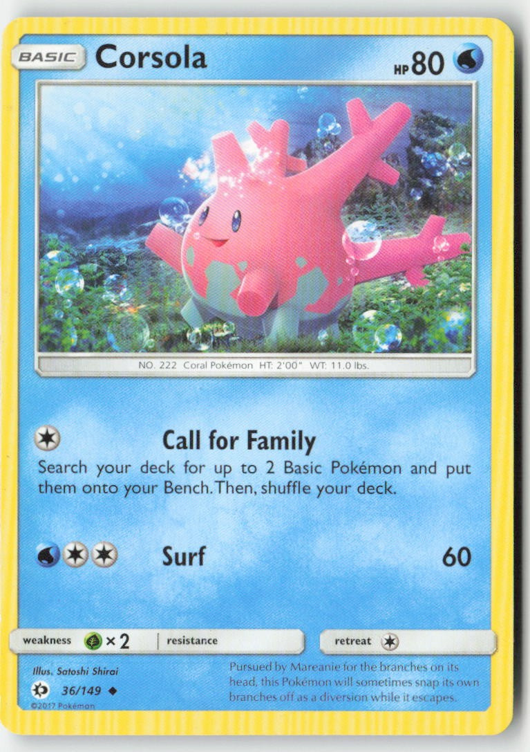 Corsola 36/149 Regular Sun & Moon Moderately Played