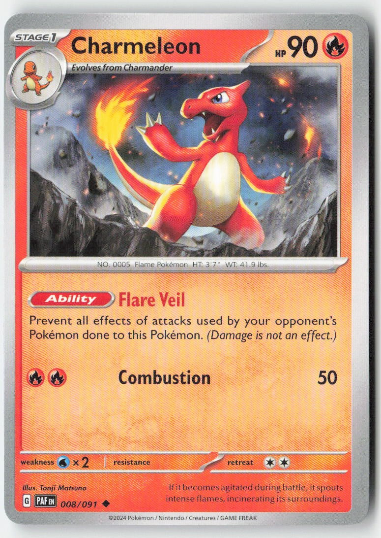 Charmeleon 008/91 Regular Paldean Fates Moderately Played