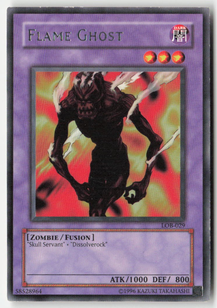 Flame Ghost LOB-029 Unlimited Rare Moderately Played, Front