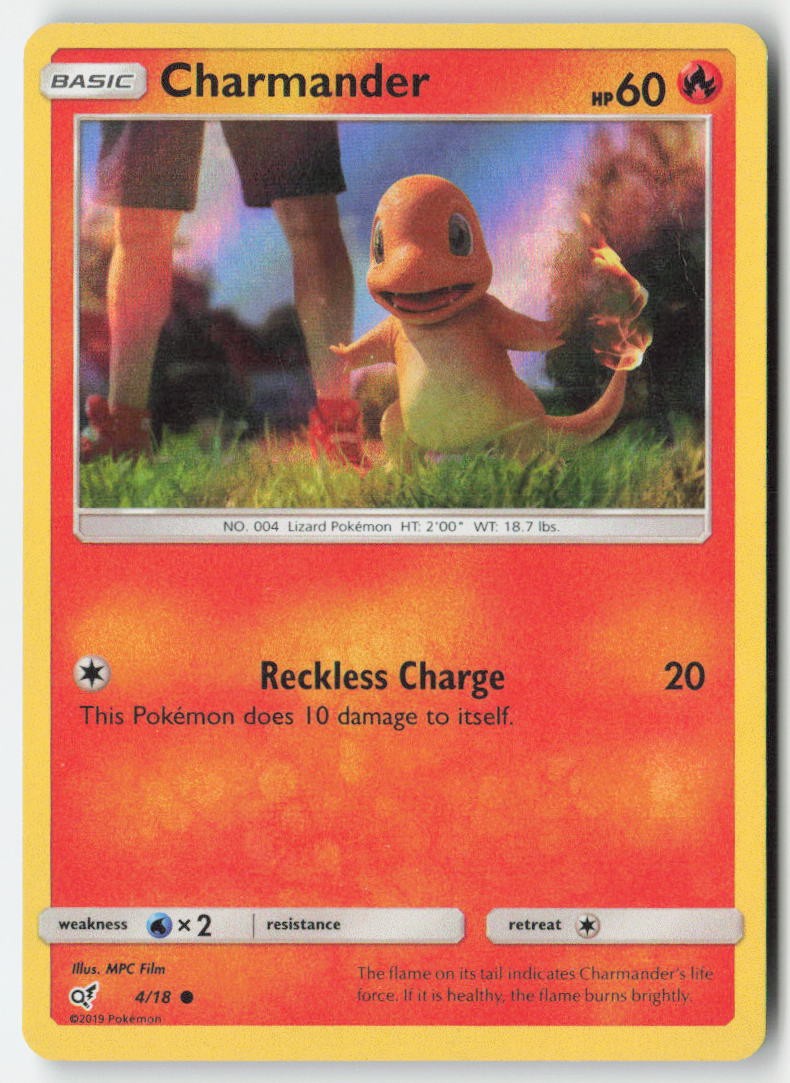Charmander 4/18 Holo Detective Pikachu Moderately Played, Front