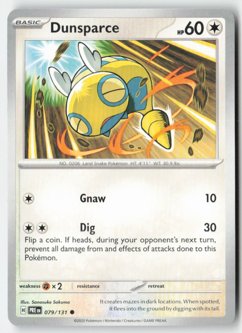 Dunsparce 079/131 Regular Prismatic Evolutions Moderately Played, Front