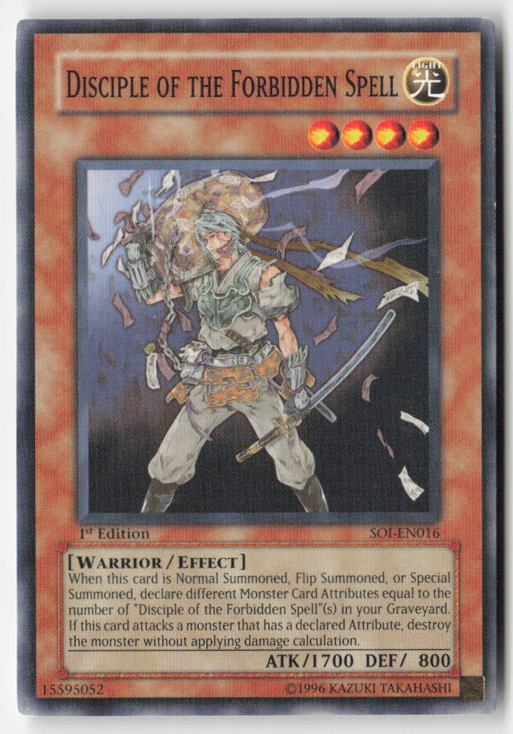 Disciple of the Forbidden Spell SOI-EN016 1st Edition Common Moderately Played, Front