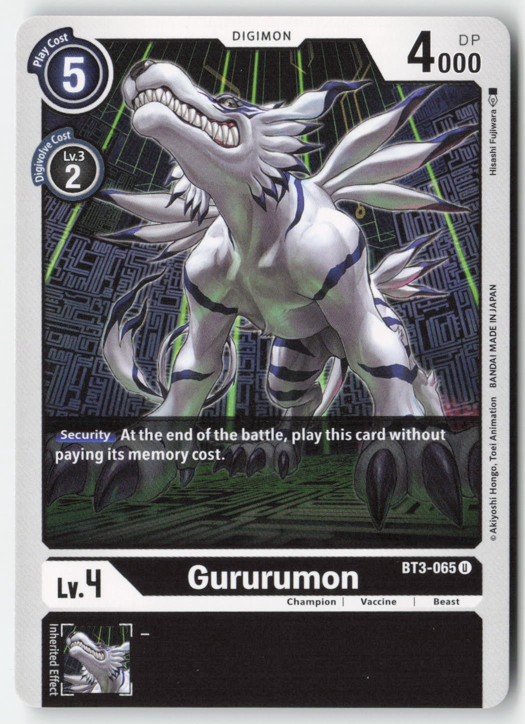 Gururumon BT3-065 Normal Uncommon Lightly Played