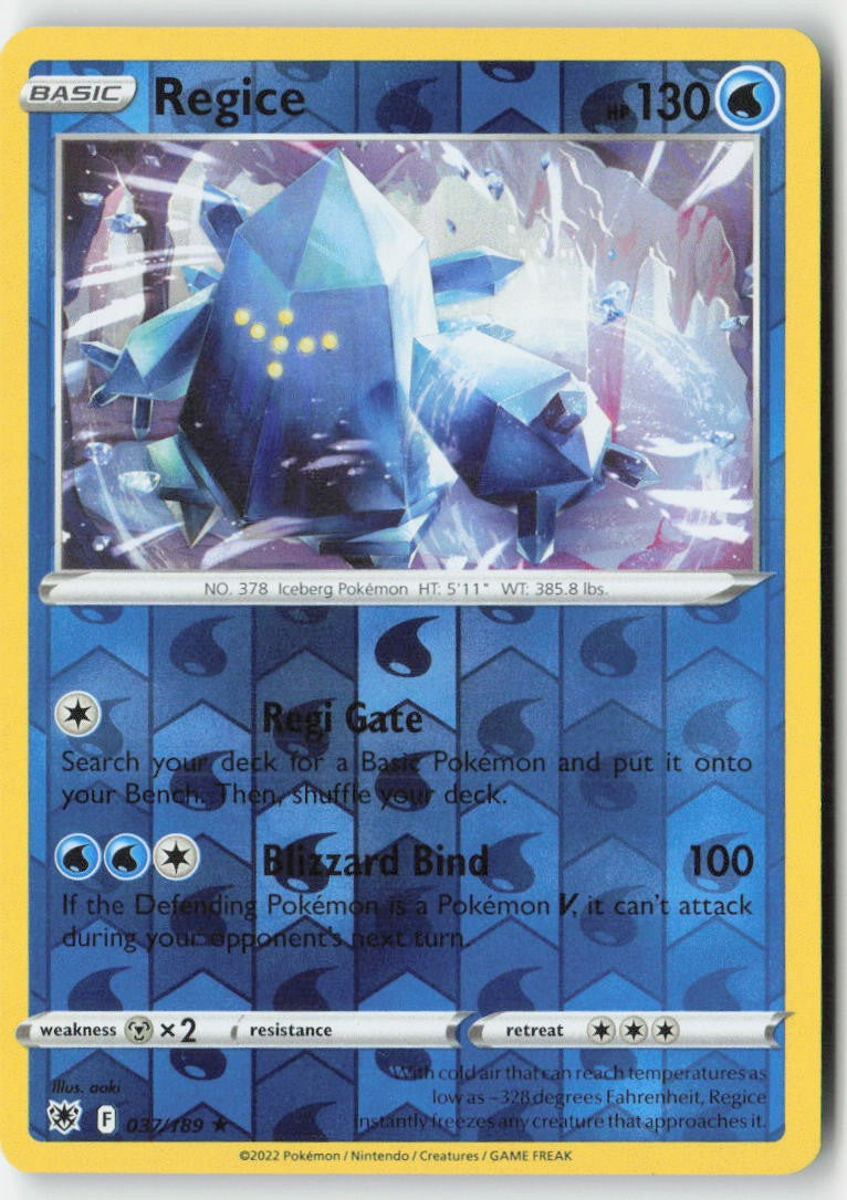Regice 037/189 Reverse Holo Astral Radiance Moderately Played, Front