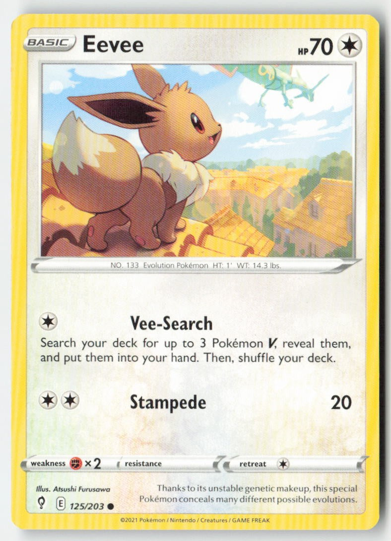 Eevee 125/203 Regular Evolving Skies Moderately Played