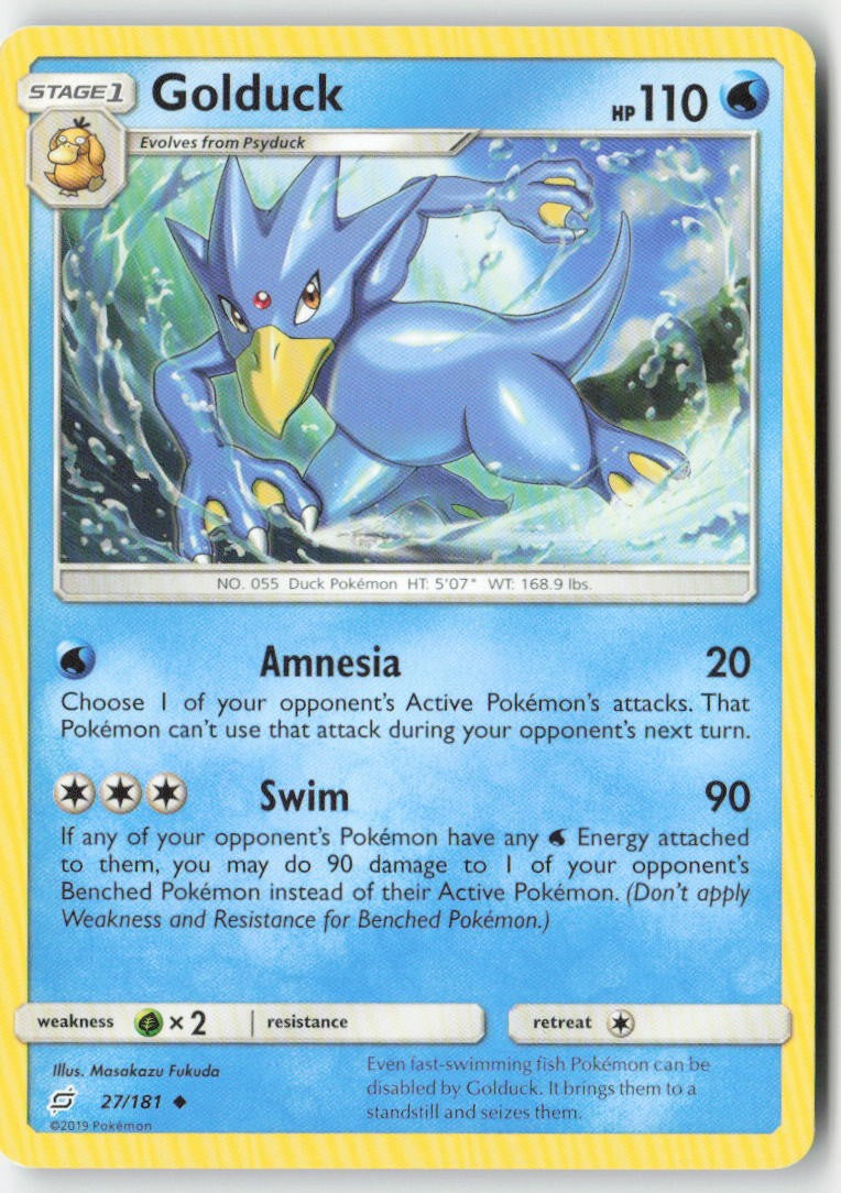 Golduck 27/181 Regular Team Up Moderately Played, Front