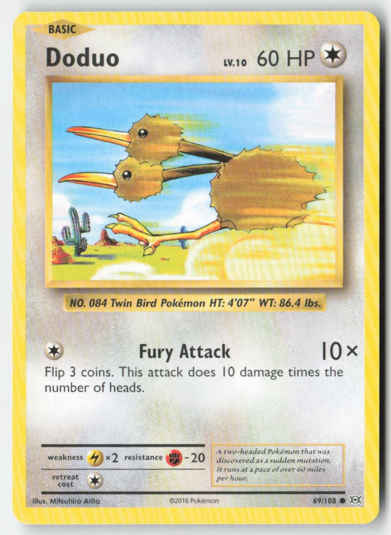 Doduo 69/108 Regular Evolutions Moderately Played, Front
