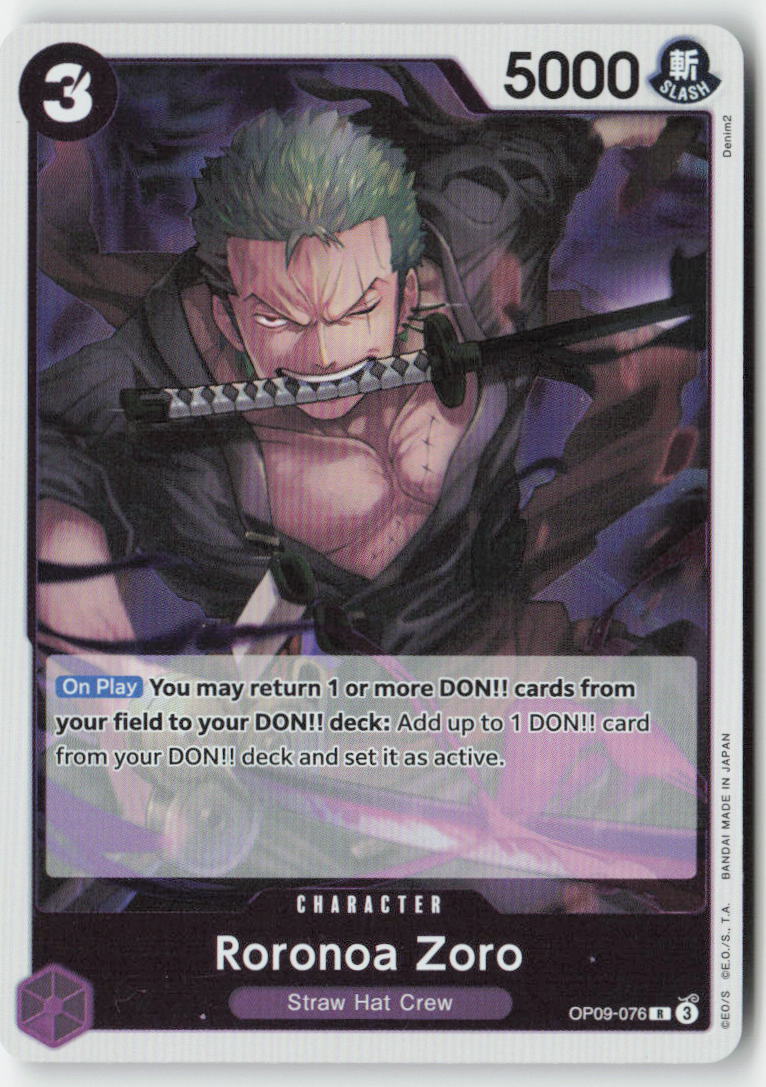 Roronoa Zoro OP09-076 Foil Rare Lightly Played