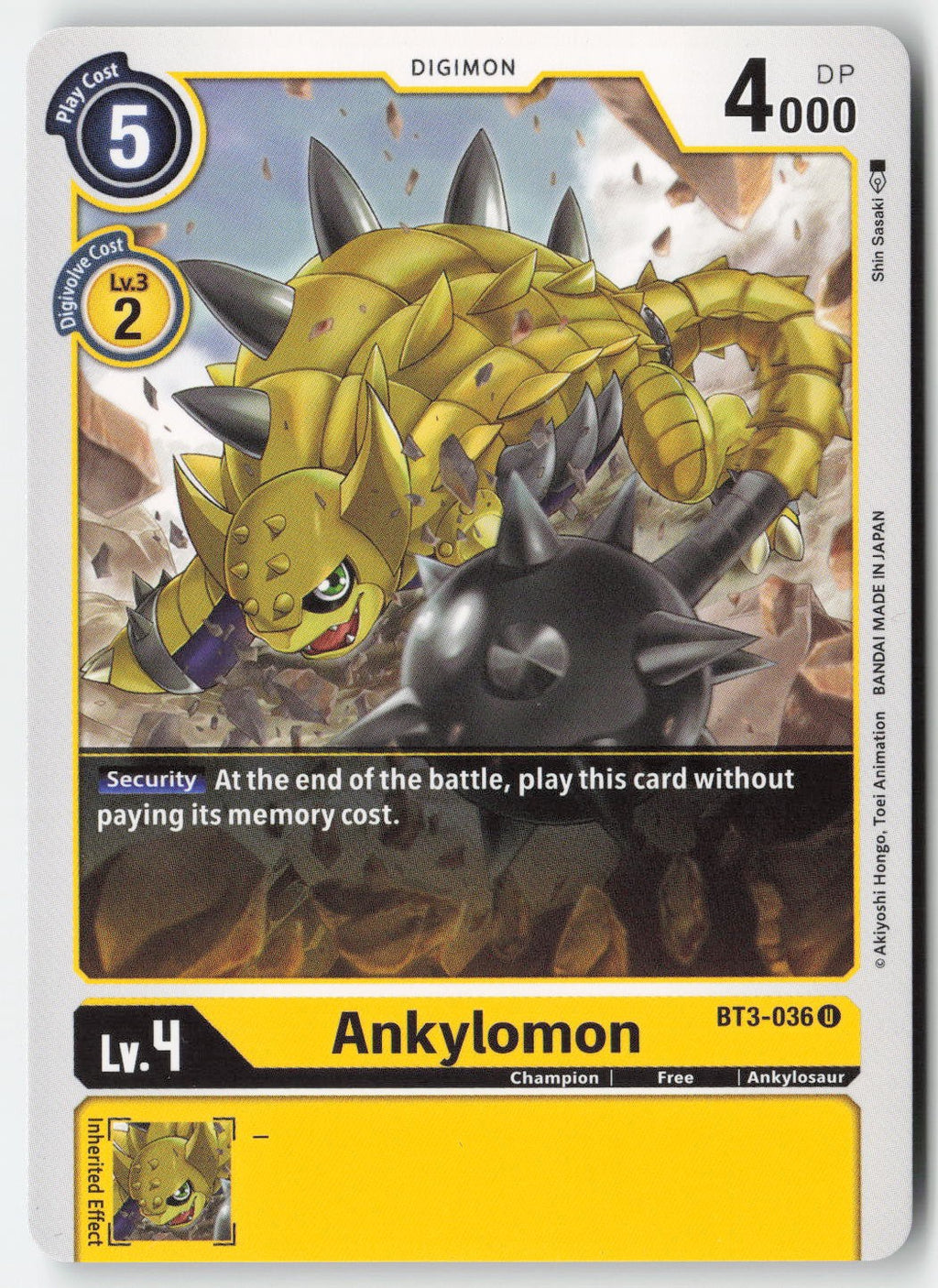 Ankylomon BT3-036 Normal Uncommon Lightly Played