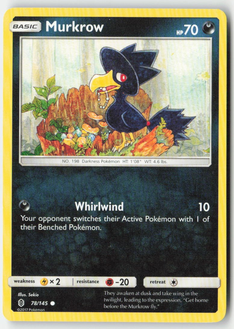 Murkrow 78/145 Regular Guardians Rising Moderately Played, Front