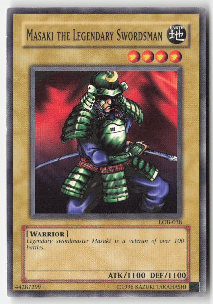 Masaki the Legendary Swordsman LOB-038 Unlimited Common Moderately Played, Front
