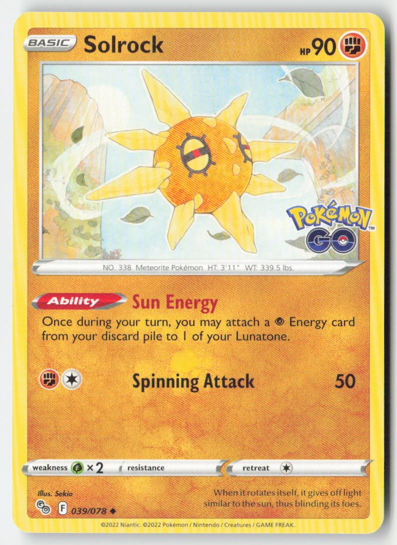 Solrock 039/78 Regular Pokémon GO Moderately Played