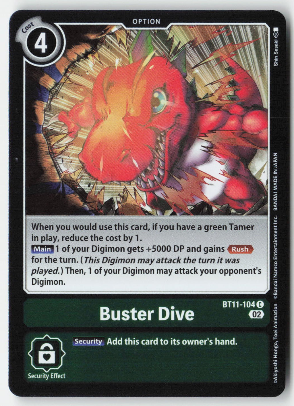 Buster Dive BT11-104 Foil Common Lightly Played
