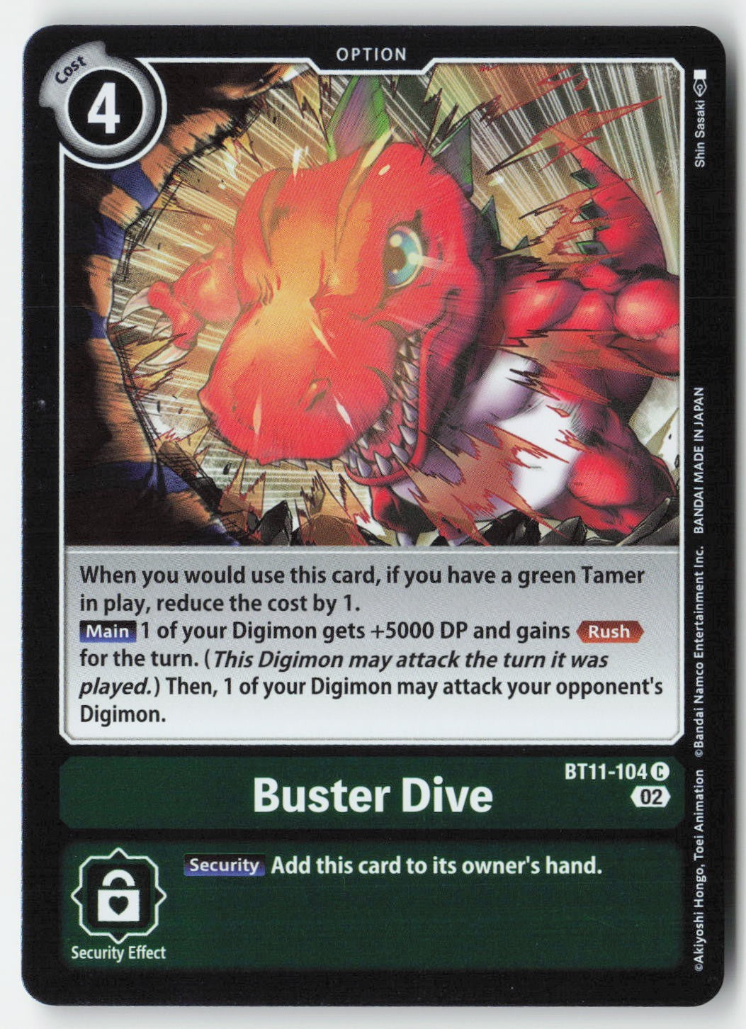 Buster Dive BT11-104 Foil Common Lightly Played