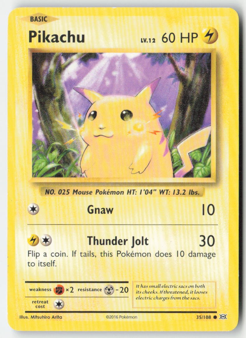 Pikachu 35/108 Regular Evolutions Moderately Played