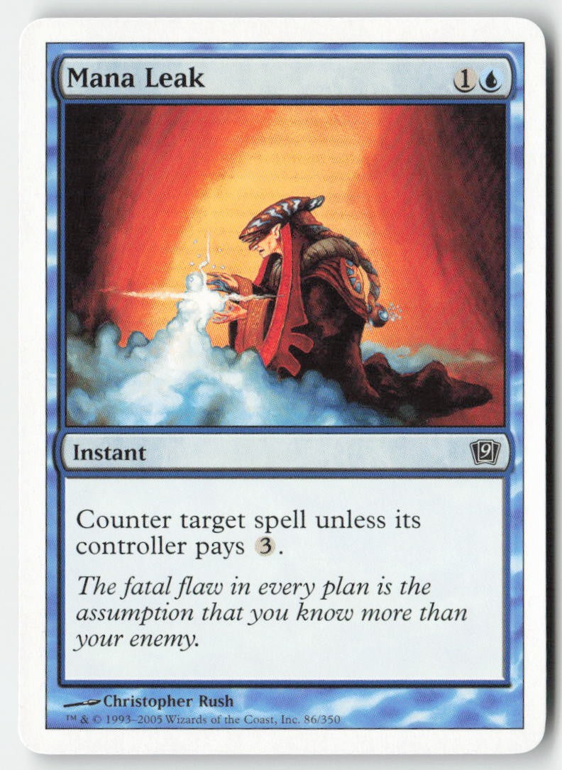 Mana Leak 9ED 86 Common Moderately Played, Front