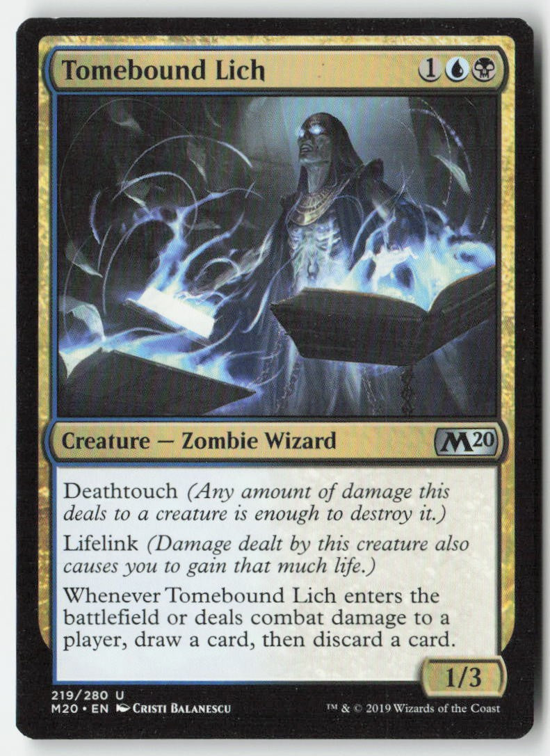 Tomebound Lich M20 219 Uncommon Moderately Played, Front