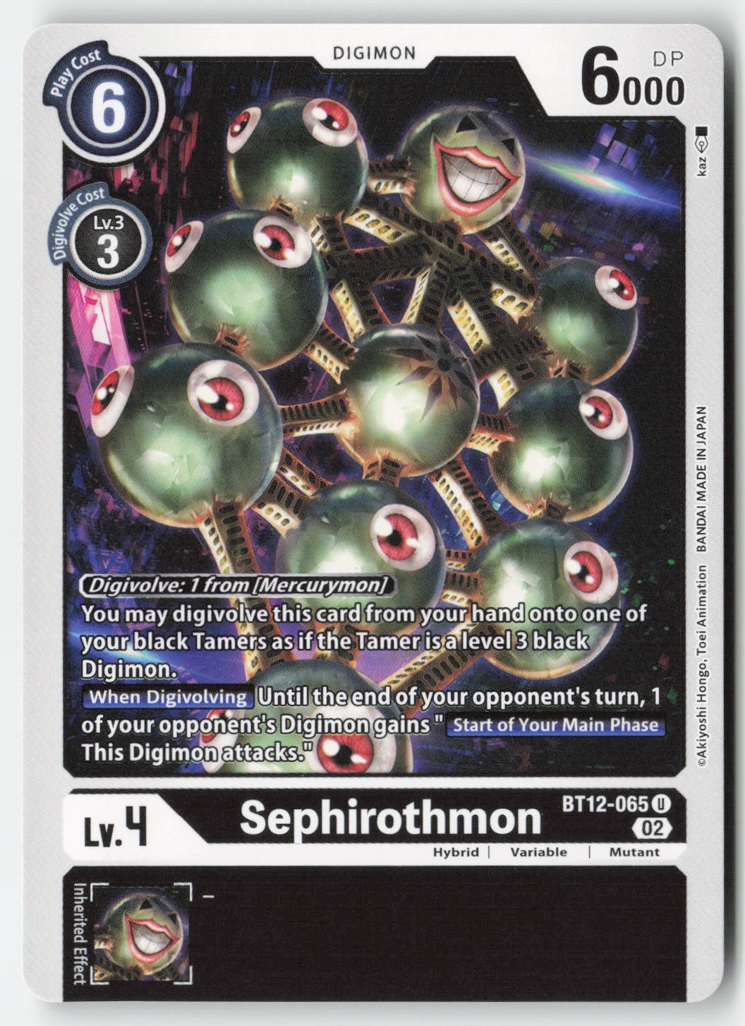 Sephirothmon BT12-065 Normal Uncommon Lightly Played