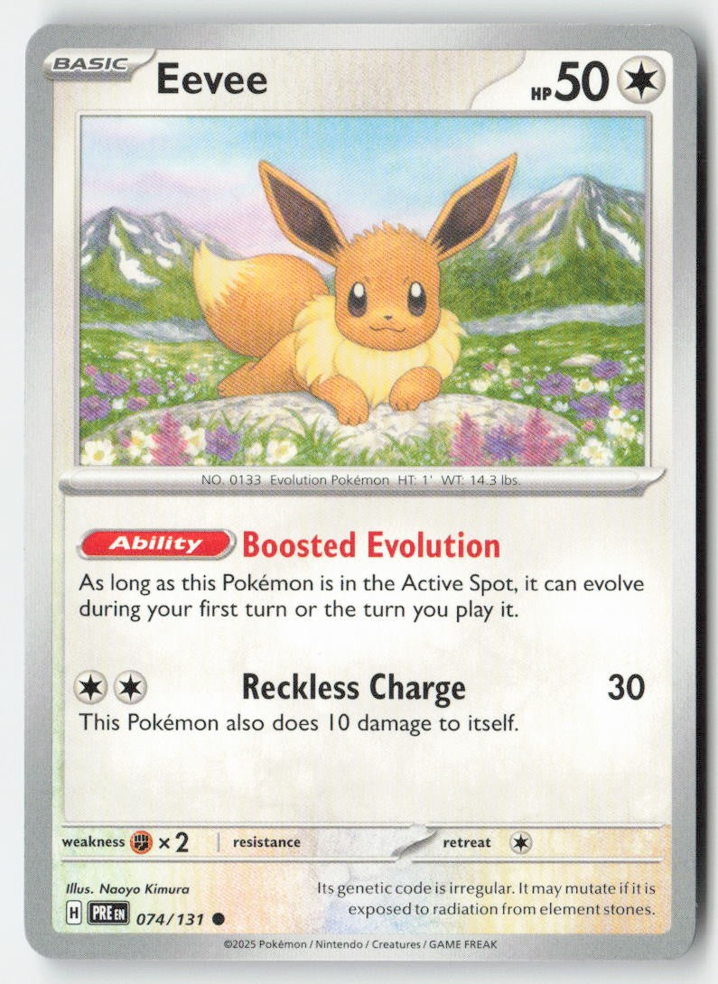 Eevee 074/131 Regular Prismatic Evolutions Moderately Played, Front