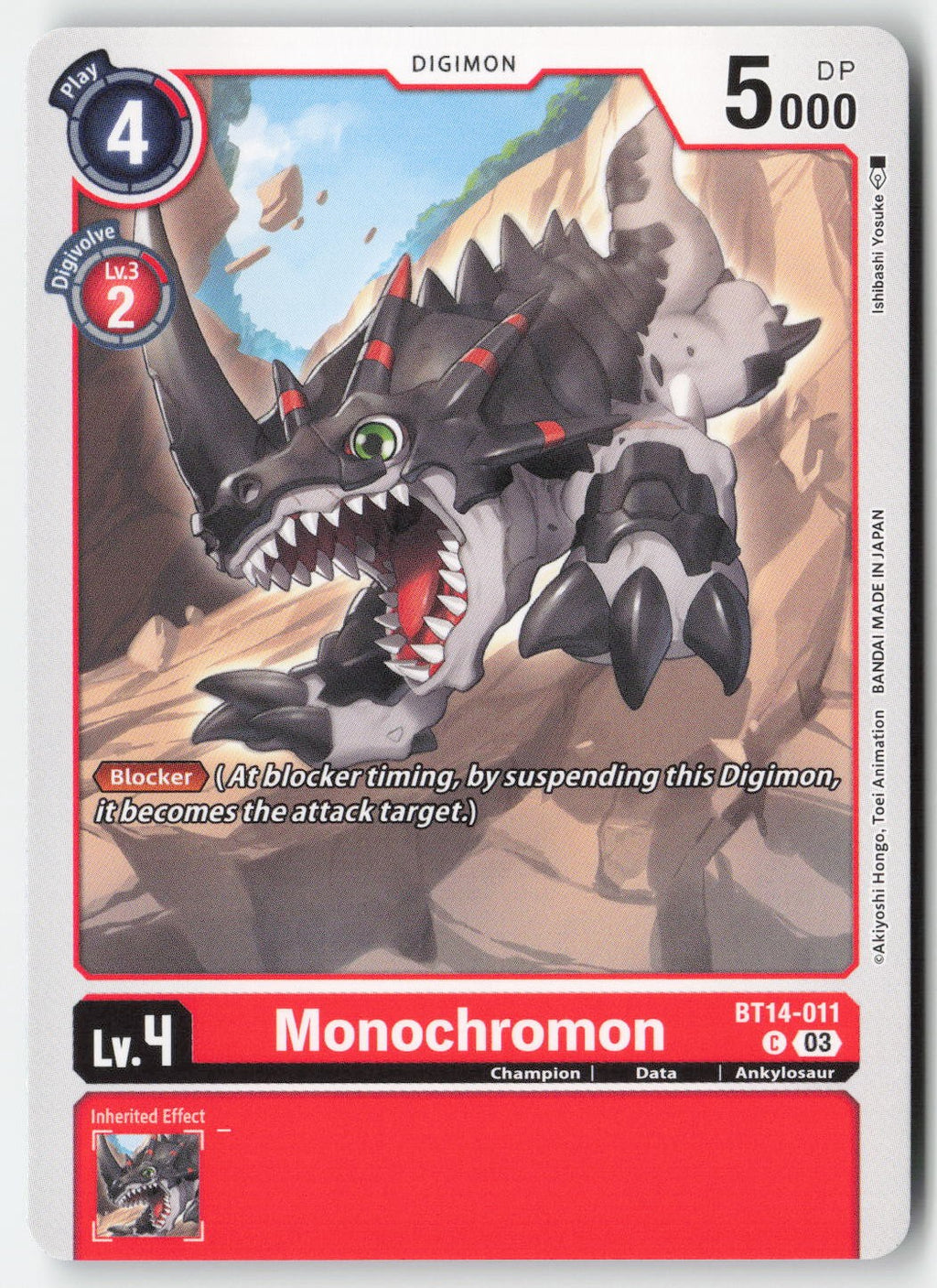 Monochromon BT14-011 Normal Common Lightly Played