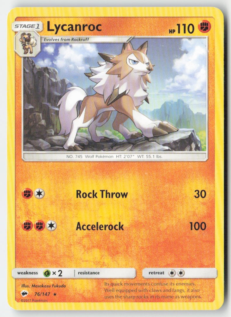 Lycanroc 76/147 Regular Burning Shadows Moderately Played