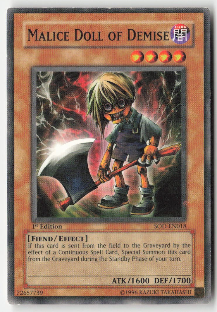Malice Doll of Demise SOD-EN018 1st Edition Common Moderately Played