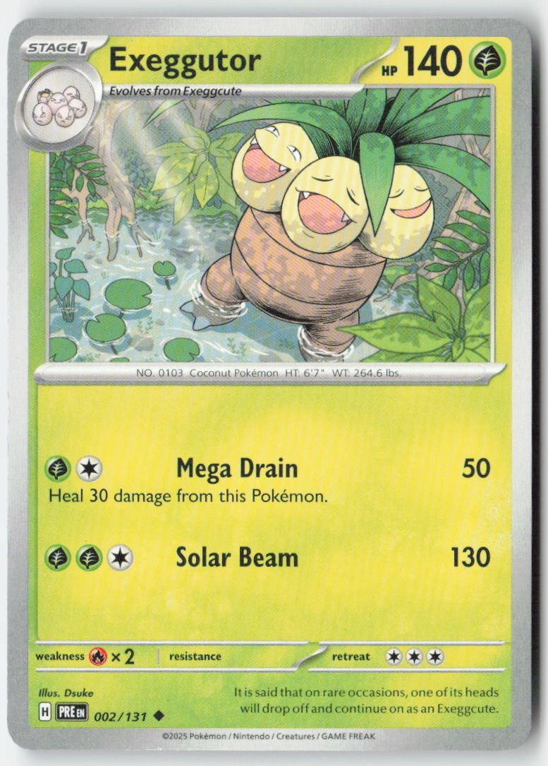 Exeggutor 002/131 Regular Prismatic Evolutions Moderately Played