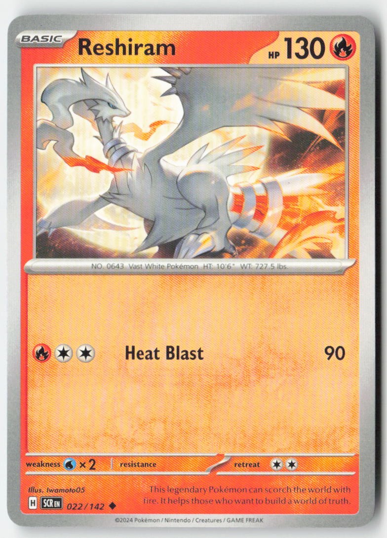 Reshiram 022/142 Regular Stellar Crown Moderately Played, Front